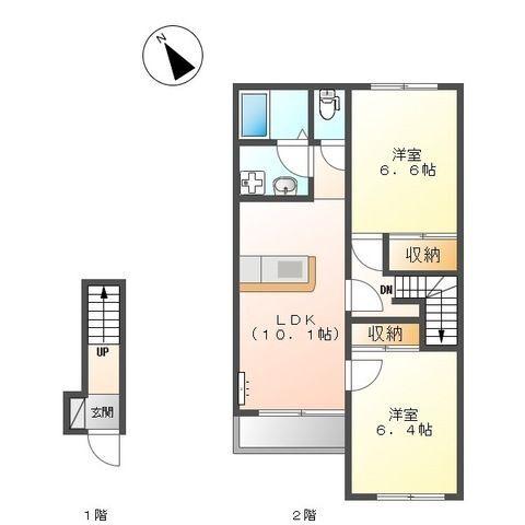 掛川市高御所アパート 間取り図画像
