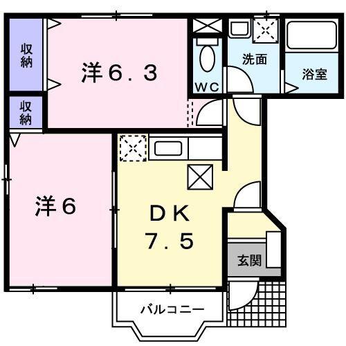 掛川市梅橋アパート 間取り図画像