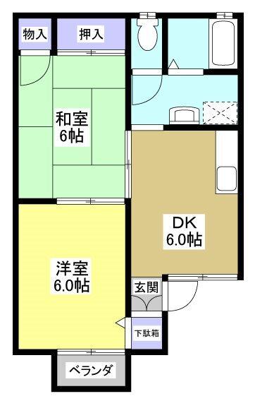 袋井市国本アパート 間取り図画像