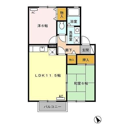 掛川市西大渕アパート 間取り図画像