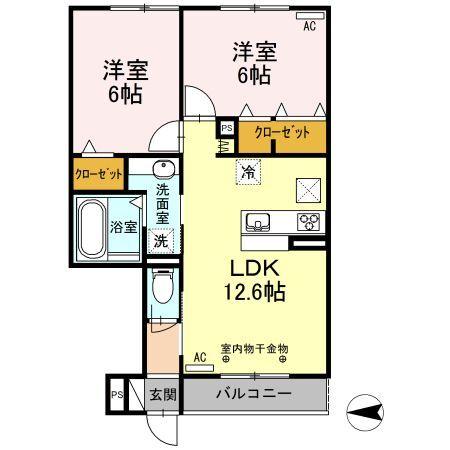 焼津市大覚寺アパート 間取り図画像