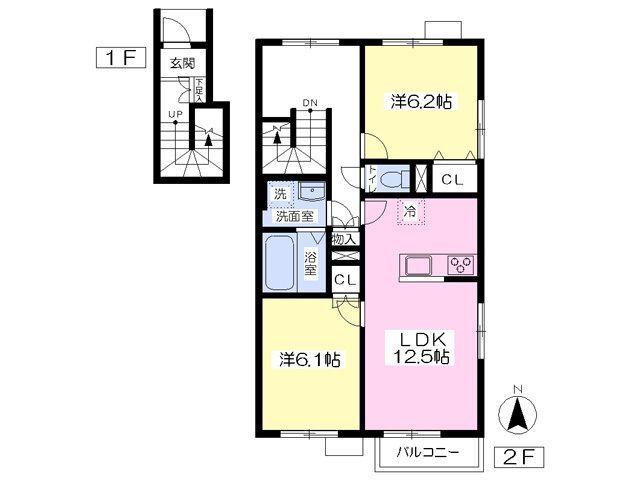 島田市稲荷アパート 間取り図画像