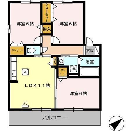 焼津市大覚寺アパート 間取り図画像