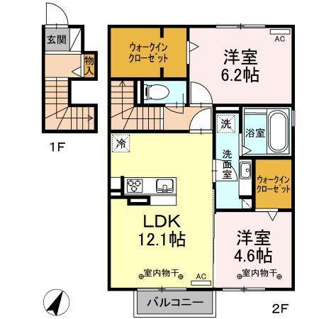 磐田市見付アパート 間取り図画像