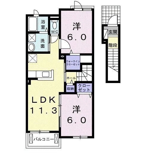 菊川市西方アパート 間取り図画像