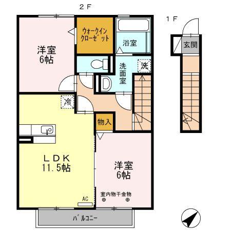袋井市方丈アパート 間取り図画像