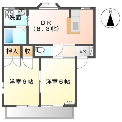 掛川市緑ケ丘アパート 間取り図画像