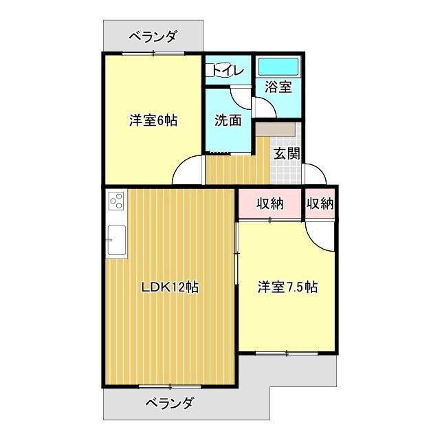 掛川市緑ケ丘アパート 間取り図画像