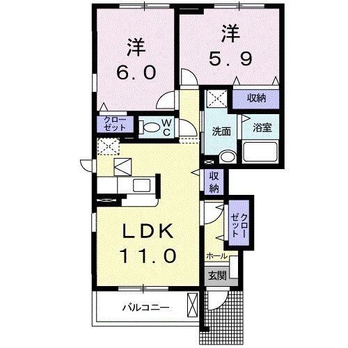 袋井市新池アパート 間取り図画像