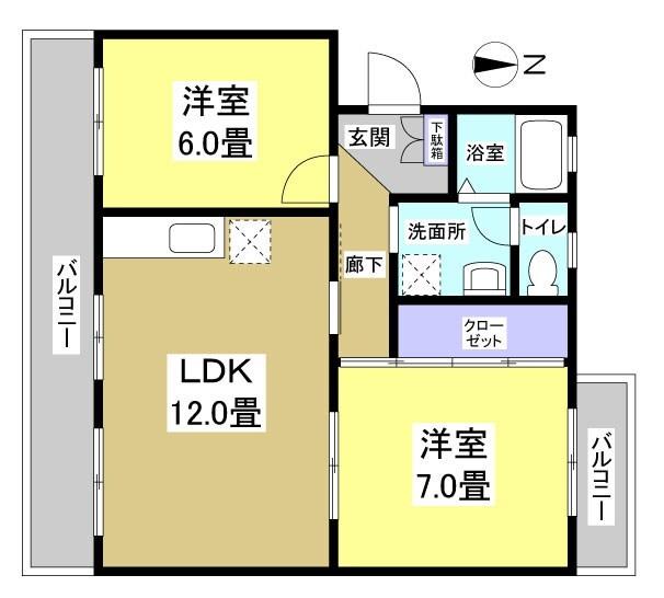 磐田市上本郷アパート 間取り図画像