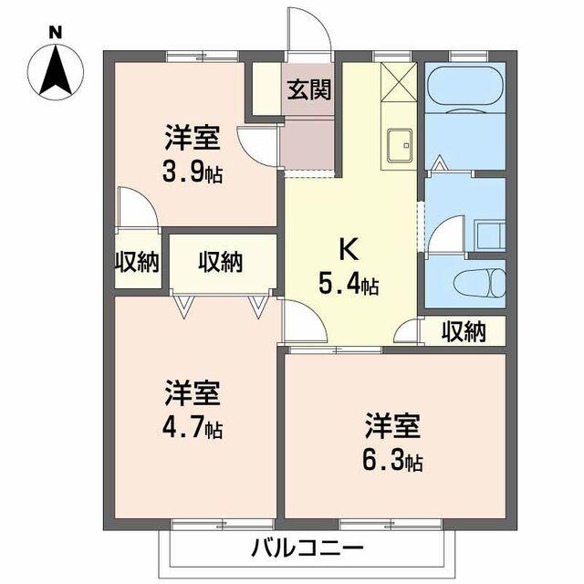 掛川市大坂アパート 間取り図画像