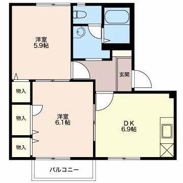 磐田市国府台アパート 間取り図画像