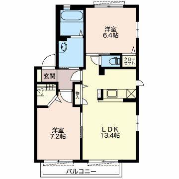 菊川市加茂アパート 間取り図画像