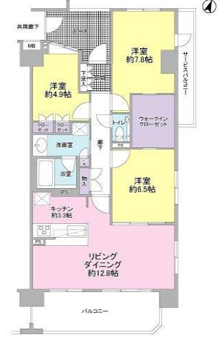 藤枝市前島マンション 間取り図画像