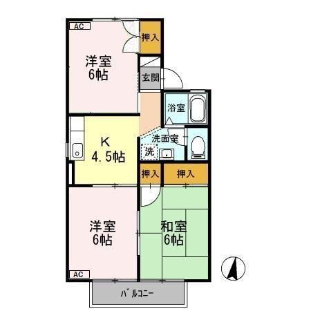 藤枝市高柳アパート 間取り図画像
