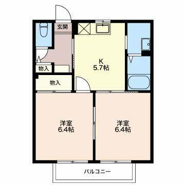 掛川市国安アパート 間取り図画像