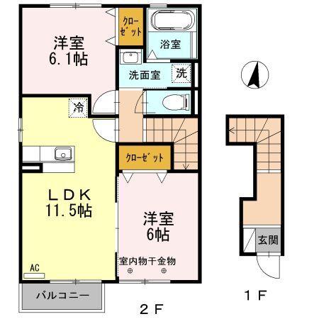磐田市見付アパート 間取り図画像