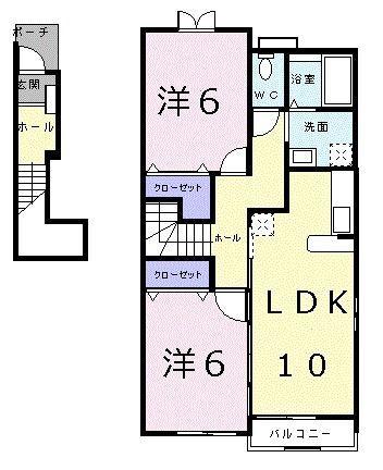 掛川市洋望台アパート 間取り図画像