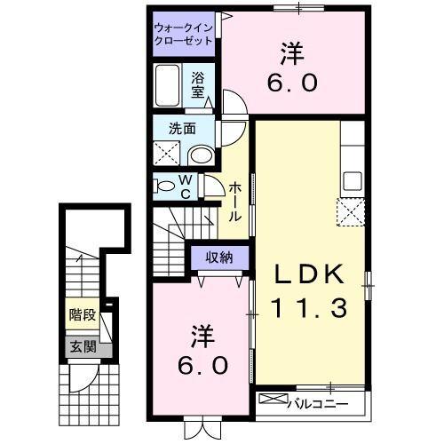 掛川市千浜アパート 間取り図画像