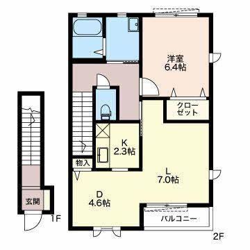 榛原郡吉田町川尻アパート 間取り図画像