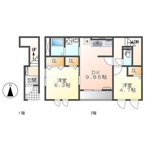 藤枝市高柳アパート 間取り図画像