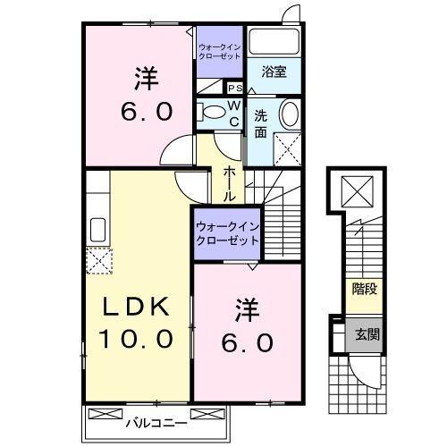 掛川市大渕アパート 間取り図画像
