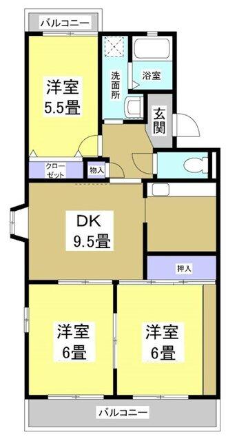 袋井市方丈アパート 間取り図画像