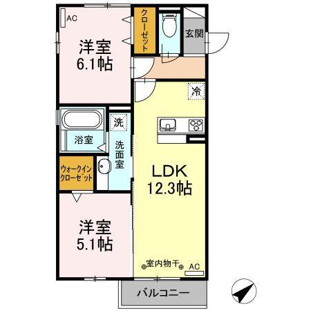 掛川市富部アパート 間取り図画像