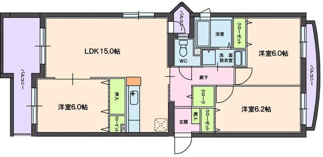 袋井市愛野南マンション 間取り図画像