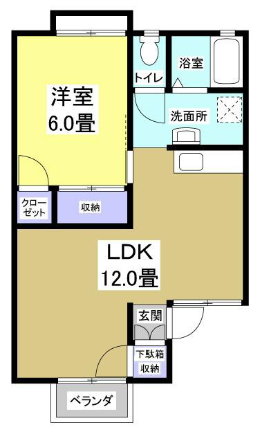 袋井市国本アパート 間取り図画像