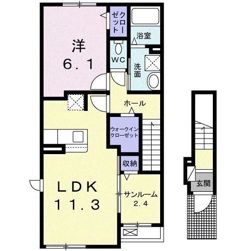 袋井市小山アパート 間取り図画像