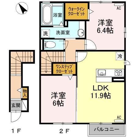 菊川市加茂アパート 間取り図画像