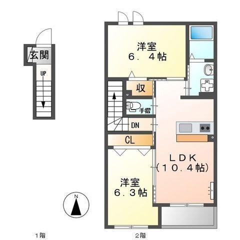 磐田市上岡田アパート 間取り図画像