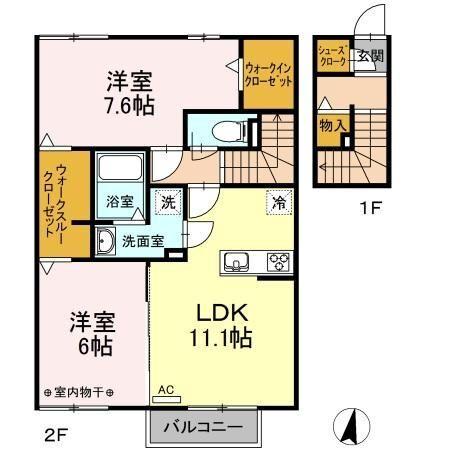 藤枝市高柳アパート 間取り図画像
