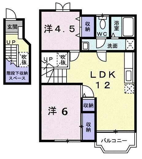 菊川市柳アパート 間取り図画像