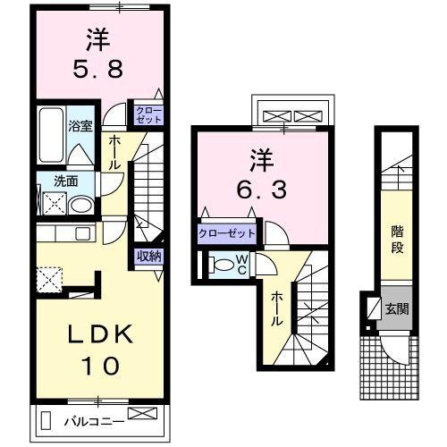 島田市若松町アパート 間取り図画像