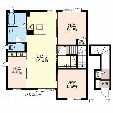 磐田市新貝アパート 間取り図画像
