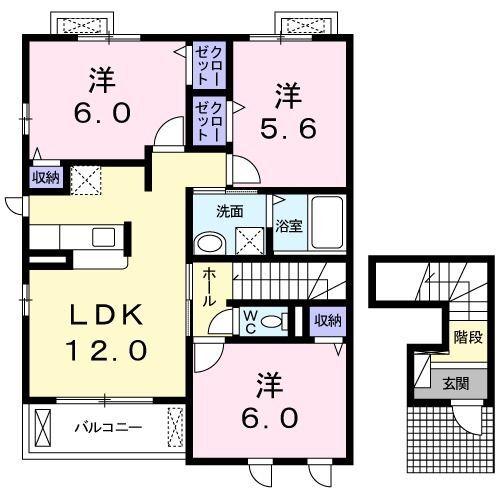 磐田市富士見町アパート 間取り図画像