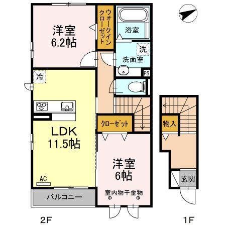 藤枝市志太アパート 間取り図画像