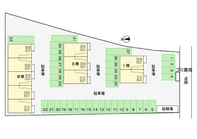磐田市上大之郷アパート 駐車場