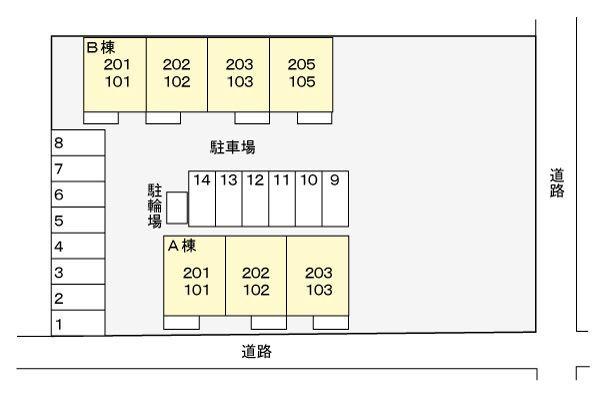 磐田市刑部島アパート 駐車場