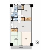 専有面積58.66㎡の3LDK。リノベーションで自由にプランニング可能な住戸です。