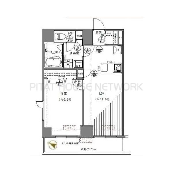 1LDK、価格4380万円、専有面積41.47m2、バルコニー面積4.7m2