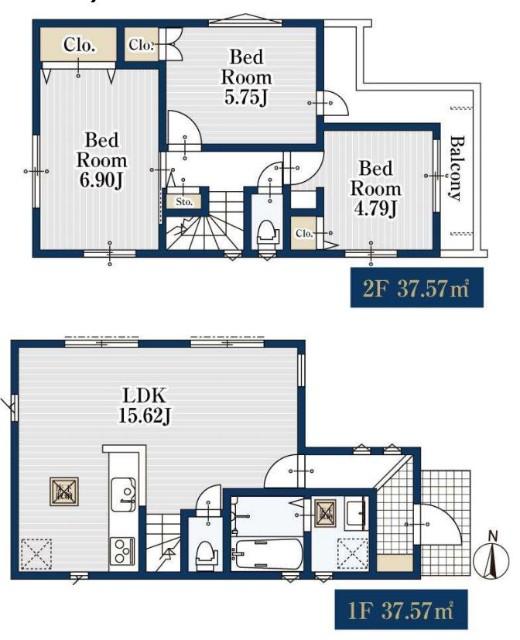 7,680万円　3LDK　敷地面積75.79㎡　建物面積75.14㎡