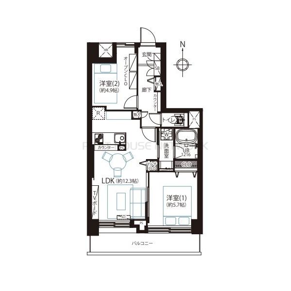 6999万円　2LDK　専有面積52.36㎡