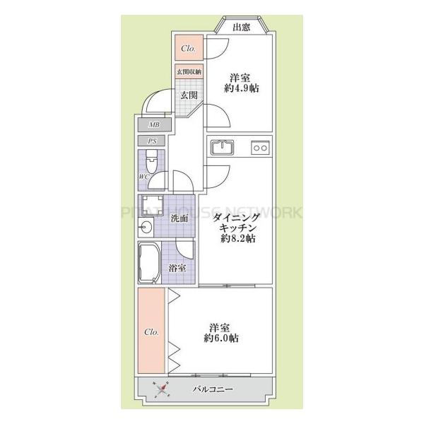 2DK　2,398万円　専有面積45.66㎡