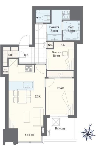 16980万円　1SLDK　専有面積54.24㎡