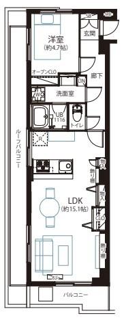 6499万円　1LDK　専有面積46.61㎡