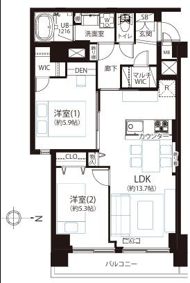 2LDK+WIC　価格5,499万円
