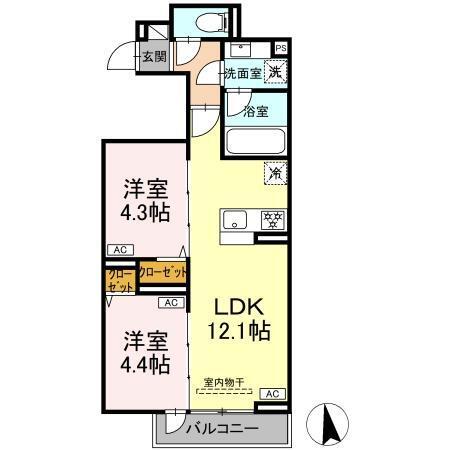 セレスティア谷中（203） 間取り図画像